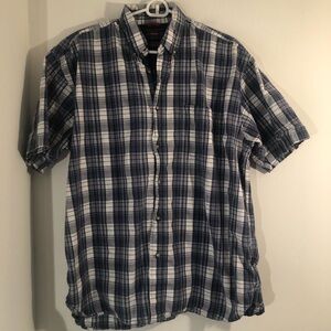 Wrangler Wrinkle Resist Plaid Short Sleeve Button Down Shirt Men’s L Cotton